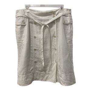Pure Love by Jackpot 100% Organic Linen White Button Skirt, Size 42